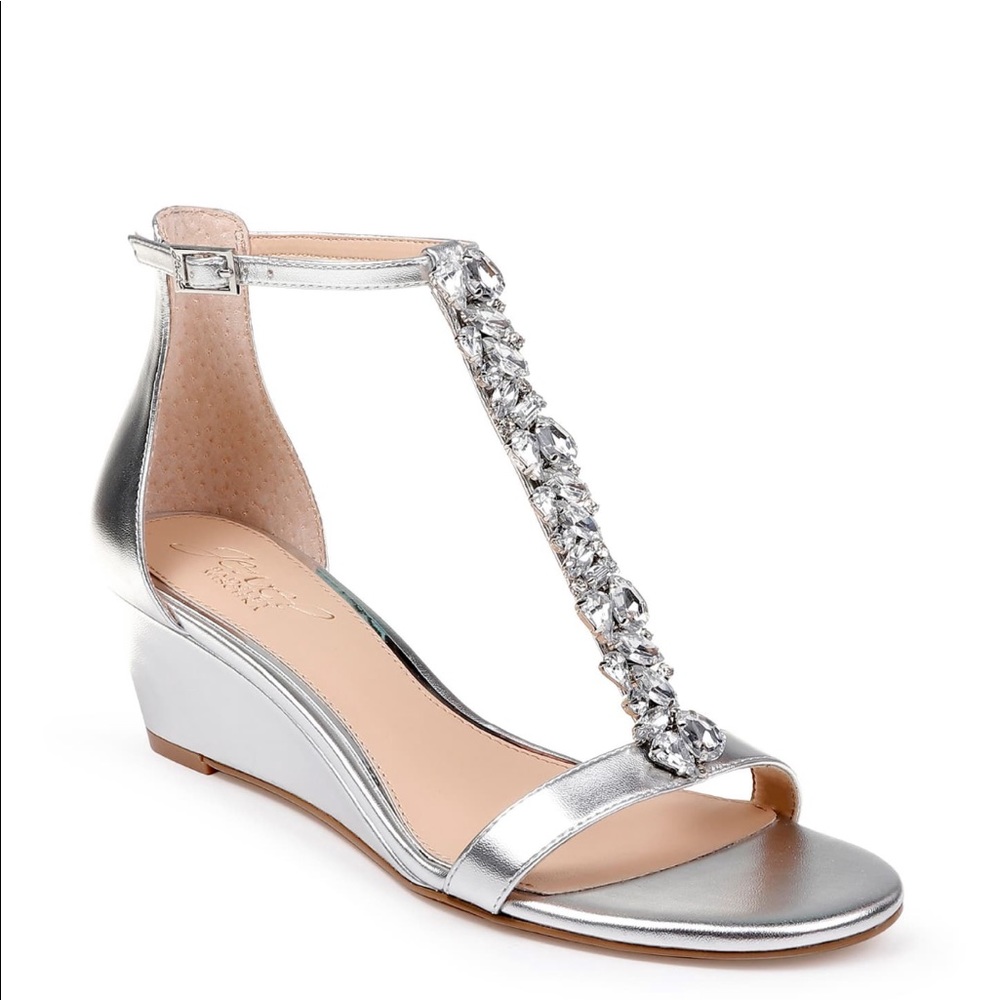 New Badgley Mischka Darrell Crystal Wedge Sandal